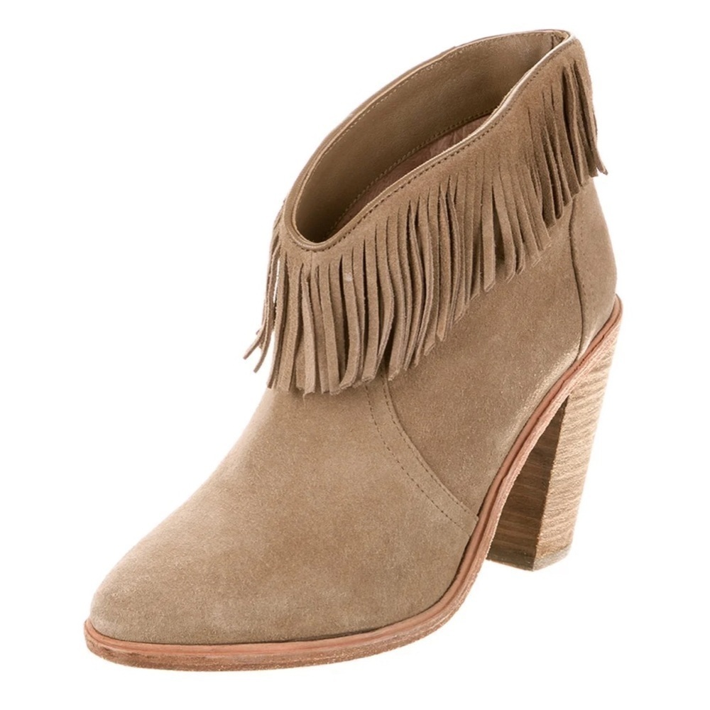 Joie Loren Fringe Suede ankle boots heels size 40 or 10